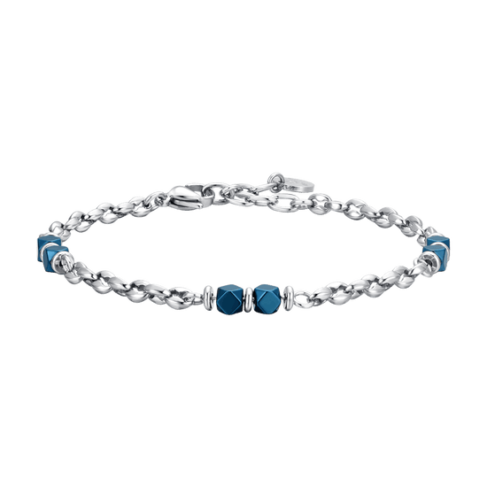 PULSERA DE HOMBRE DE ACERO HEMATITES AZUL