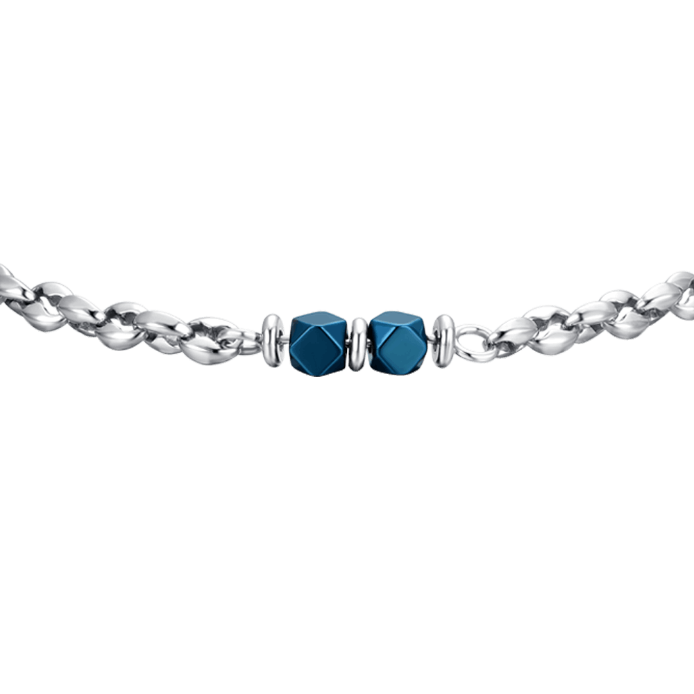 PULSERA DE HOMBRE DE ACERO HEMATITES AZUL