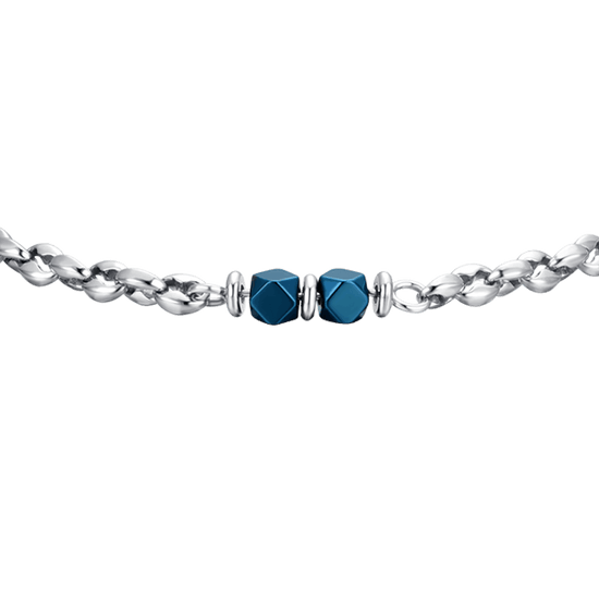 PULSERA DE HOMBRE DE ACERO HEMATITES AZUL
