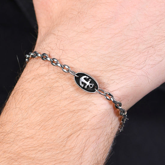 PULSERA DE ACERO PARA HOMBRE CON ANCLA Luca Barra