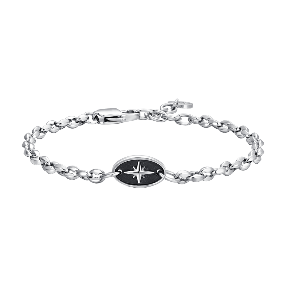BRAZALETE DE ACERO PARA HOMBRE CON ROSA DE LOS VIENTOS