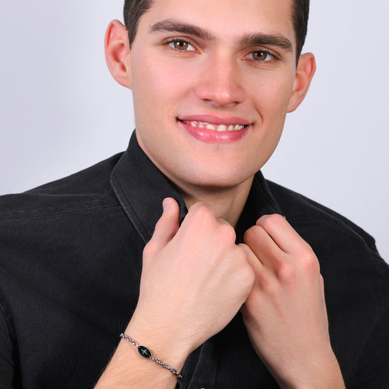 BRAZALETE DE ACERO PARA HOMBRE CON ROSA DE LOS VIENTOS