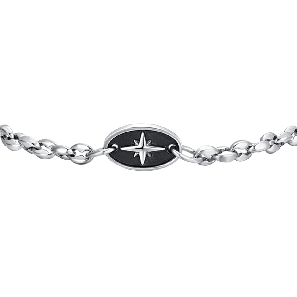 BRAZALETE DE ACERO PARA HOMBRE CON ROSA DE LOS VIENTOS