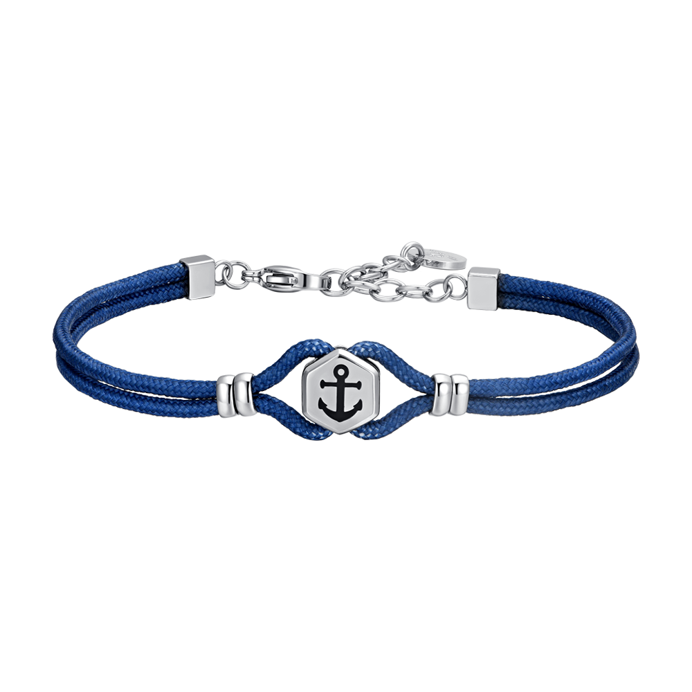 PULSERA DE CABALLERO DE CUERDA AZUL Y ANCLA