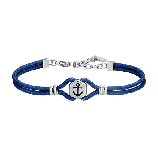 PULSERA DE CABALLERO DE CUERDA AZUL Y ANCLA