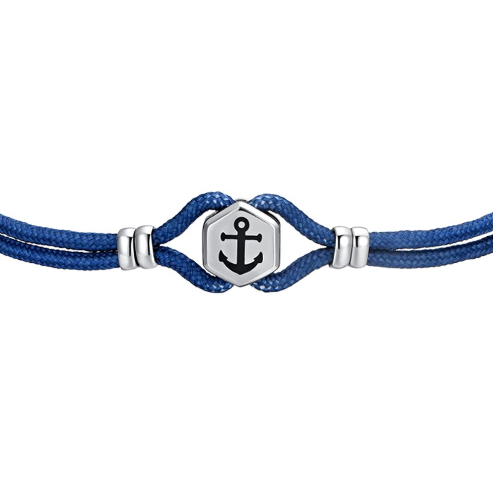 BRACCIALE UOMO IN CORDA BLU E ANCORA