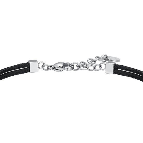 PULSERA DE CABALLERO DE CUERDA NEGRA Y ROSA DE LOS VIENTOS
