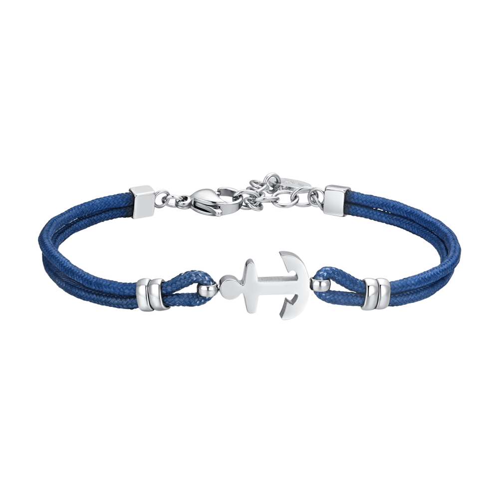 PULSERA DE CABALLERO DE CUERDA AZUL Y ANCLA