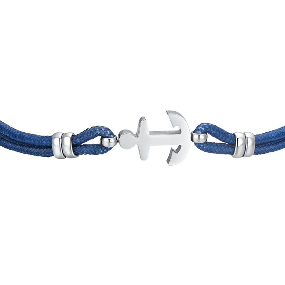 PULSERA DE CABALLERO DE CUERDA AZUL Y ANCLA