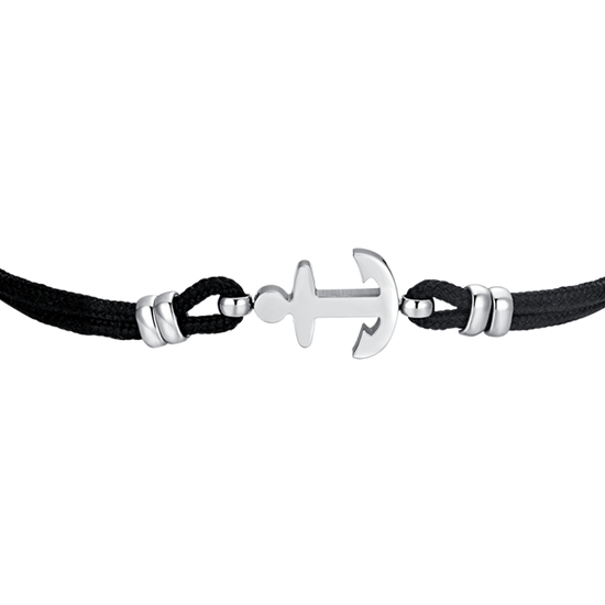 PULSERA DE CABALLERO DE CUERDA NEGRA Y ANCLA