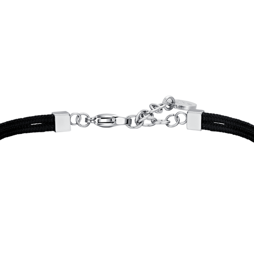 PULSERA DE CABALLERO DE CUERDA NEGRA Y ANCLA