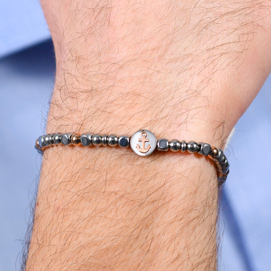 ANCLA DE ACERO IP BRAZALETE DE ORO ROSA