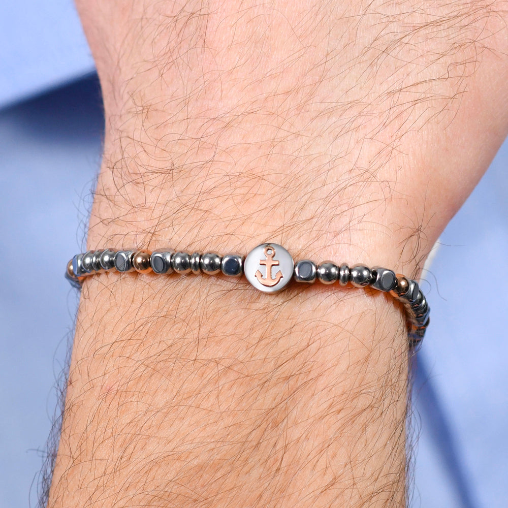 ANCLA DE ACERO IP BRAZALETE DE ORO ROSA