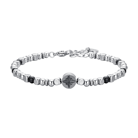 ROSA DE LOS VIENTOS DE ACERO PARA HOMBRE IP BRAZALETE NEGRO