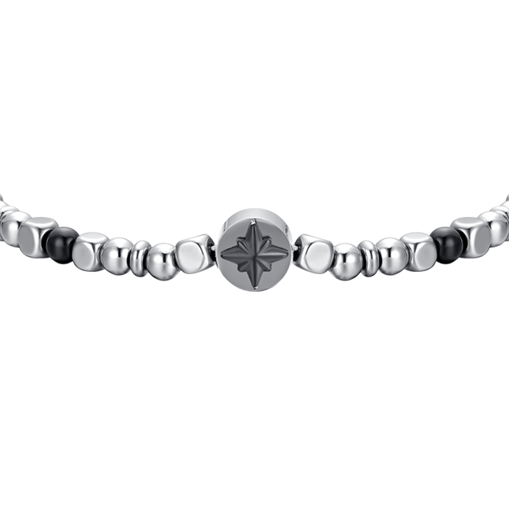 ROSA DE LOS VIENTOS DE ACERO PARA HOMBRE IP BRAZALETE NEGRO