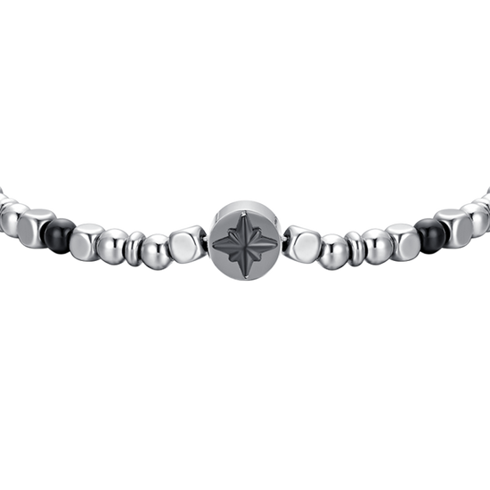 ROSA DE LOS VIENTOS DE ACERO PARA HOMBRE IP BRAZALETE NEGRO