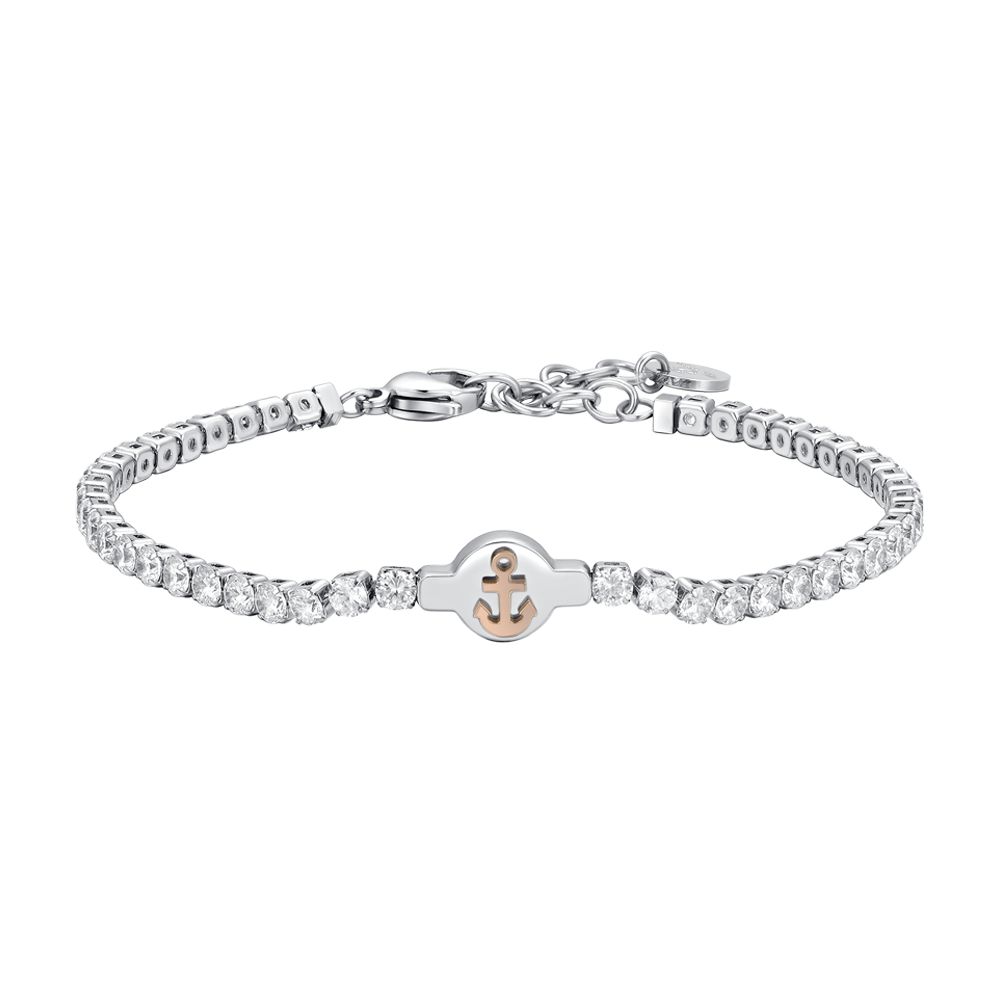 PULSERA DE TENIS DE ACERO PARA HOMBRE CON CIRCONITA BLANCA