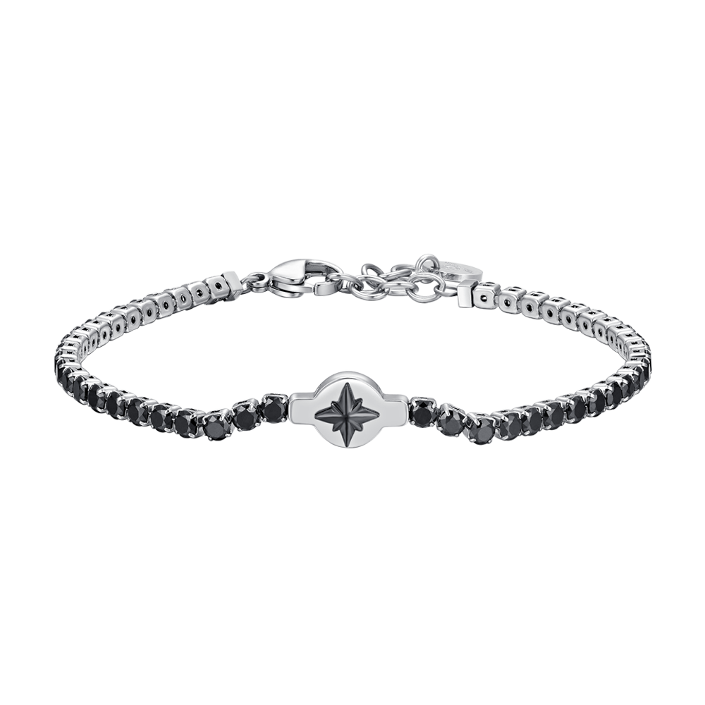 PULSERA DE TENIS DE ACERO PARA HOMBRE CIRCONITAS NEGRAS