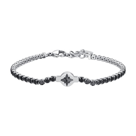PULSERA DE TENIS DE ACERO PARA HOMBRE CIRCONITAS NEGRAS
