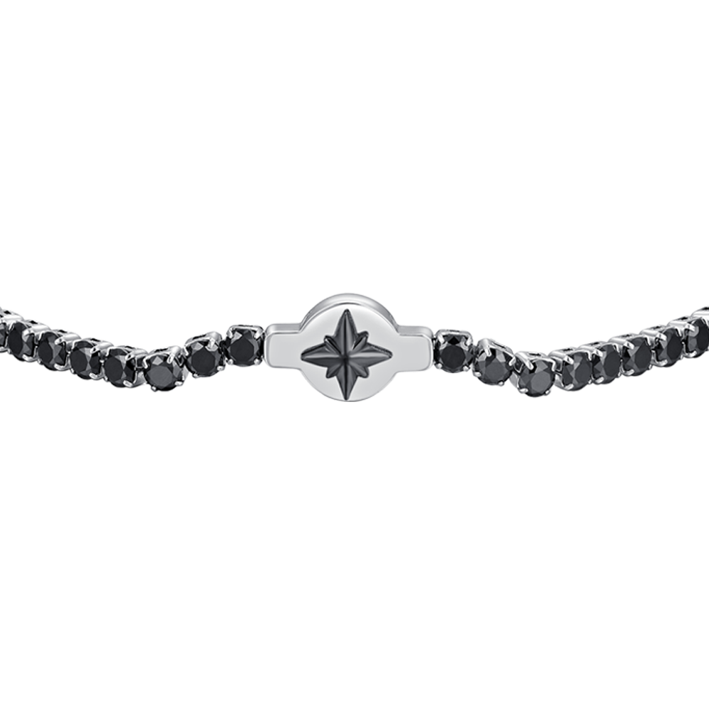 PULSERA DE TENIS DE ACERO PARA HOMBRE CIRCONITAS NEGRAS