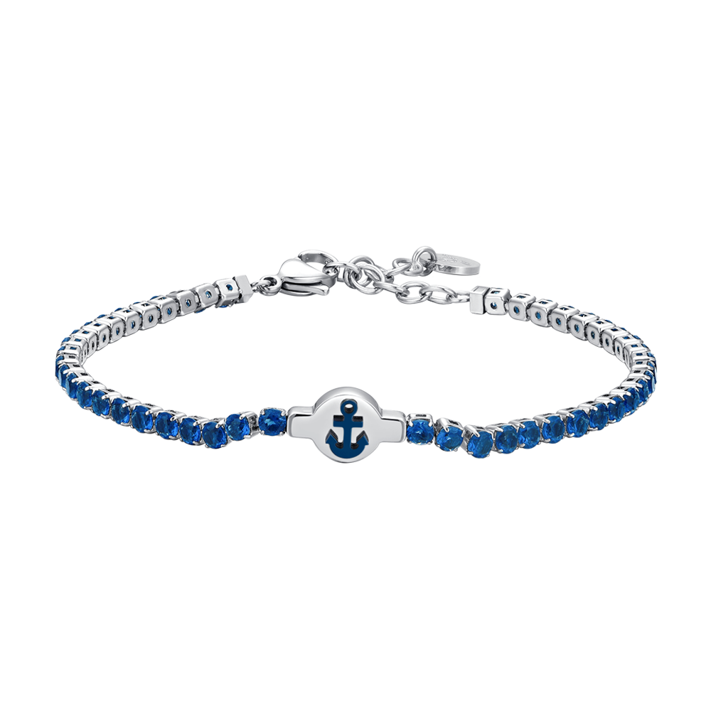 PULSERA DE TENIS DE ACERO PARA HOMBRE CON CIRCONITA AZUL
