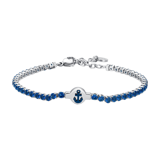PULSERA DE TENIS DE ACERO PARA HOMBRE CON CIRCONITA AZUL