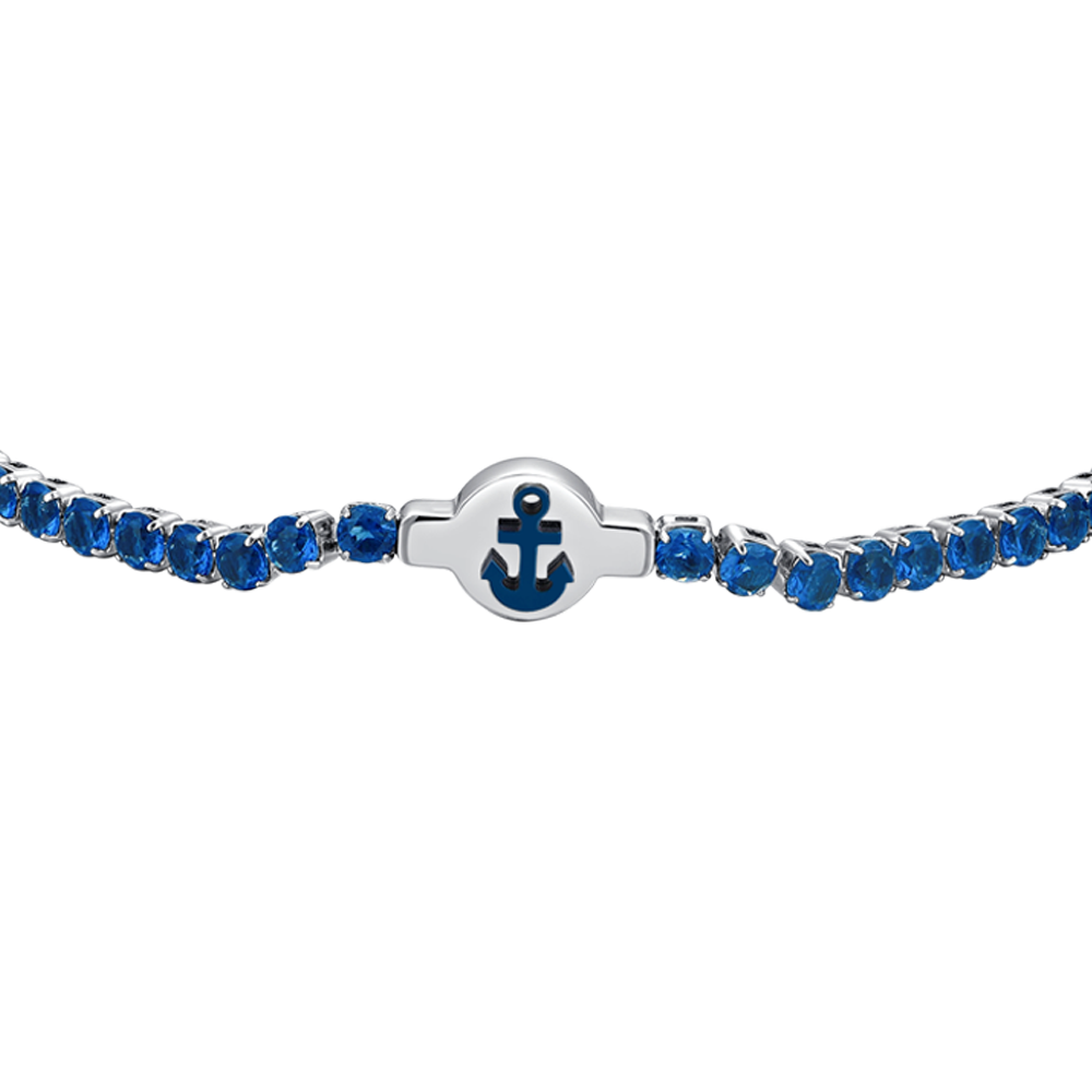 PULSERA DE TENIS DE ACERO PARA HOMBRE CON CIRCONITA AZUL