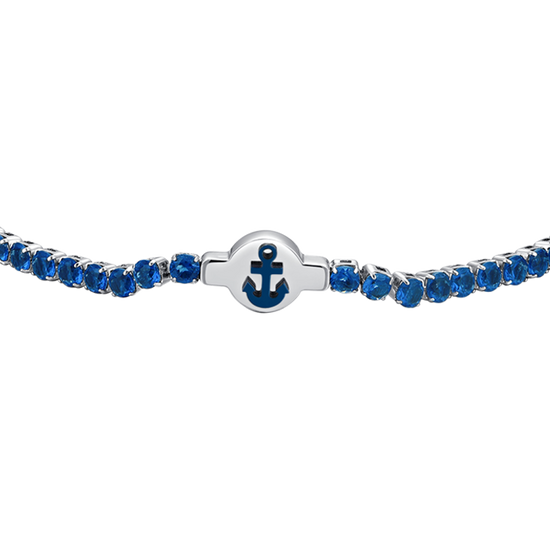 PULSERA DE TENIS DE ACERO PARA HOMBRE CON CIRCONITA AZUL