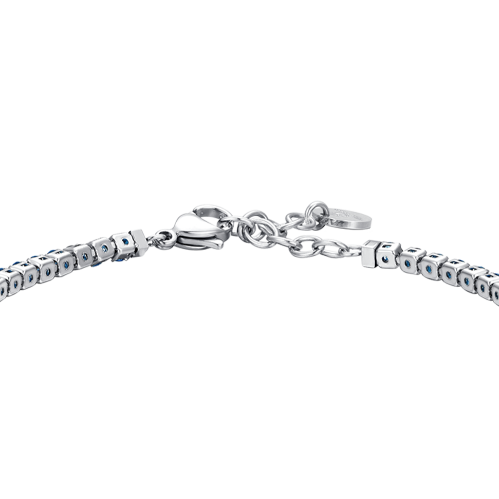PULSERA DE TENIS DE ACERO PARA HOMBRE CON CIRCONITA AZUL