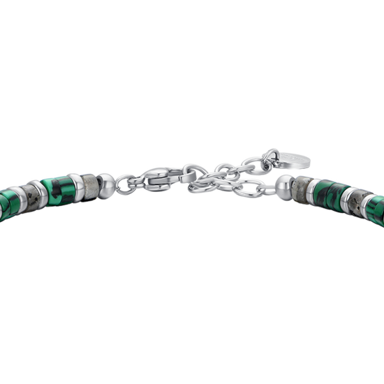 PULSERA DE ACERO PARA HOMBRE PIEDRAS VERDES Y GRISES