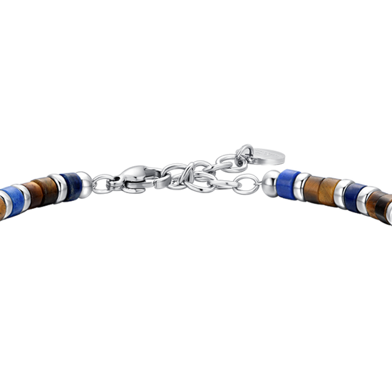PULSERA DE HOMBRE DE ACERO OJO DE TIGRE Y PIEDRA LAPISLÁZULI