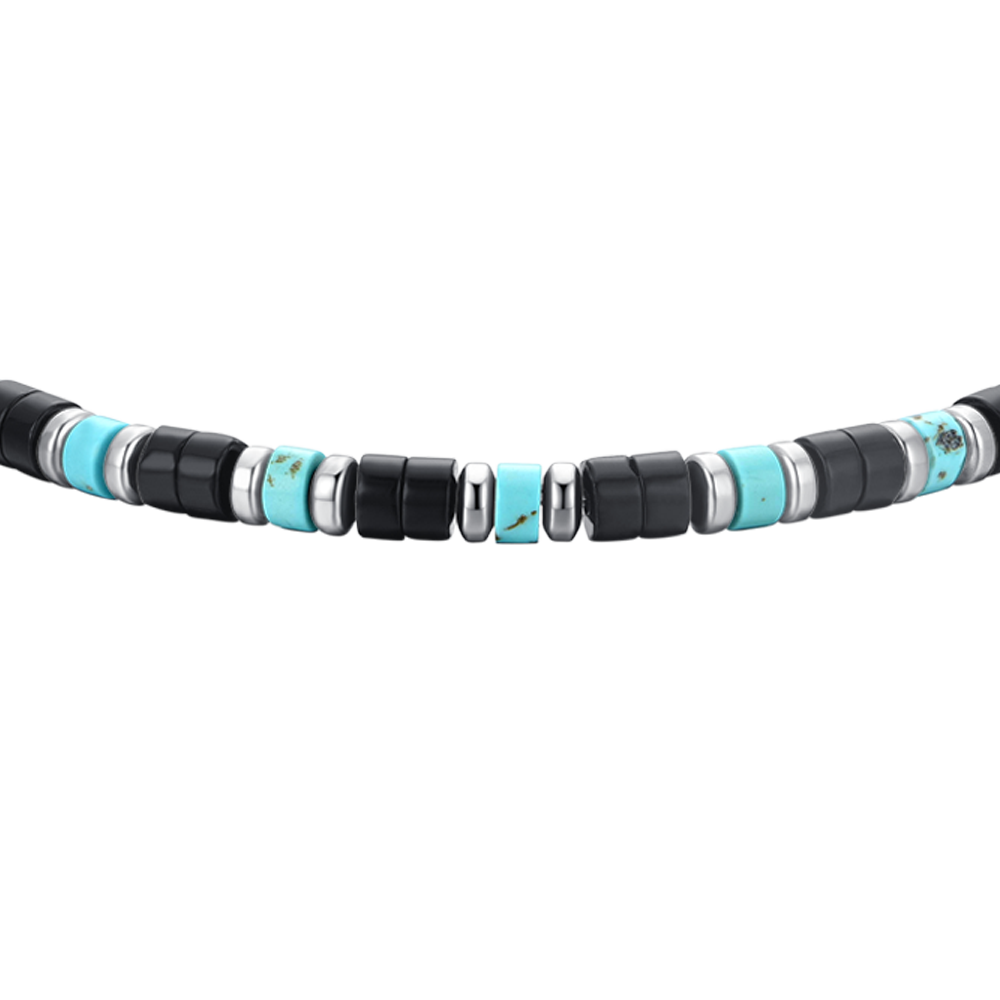 PULSERA DE ACERO PARA HOMBRE ÁGATA Y PIEDRAS TURQUESA