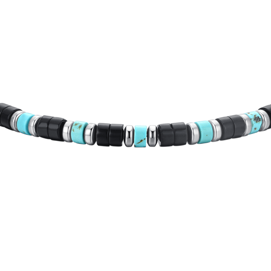 PULSERA DE ACERO PARA HOMBRE ÁGATA Y PIEDRAS TURQUESA