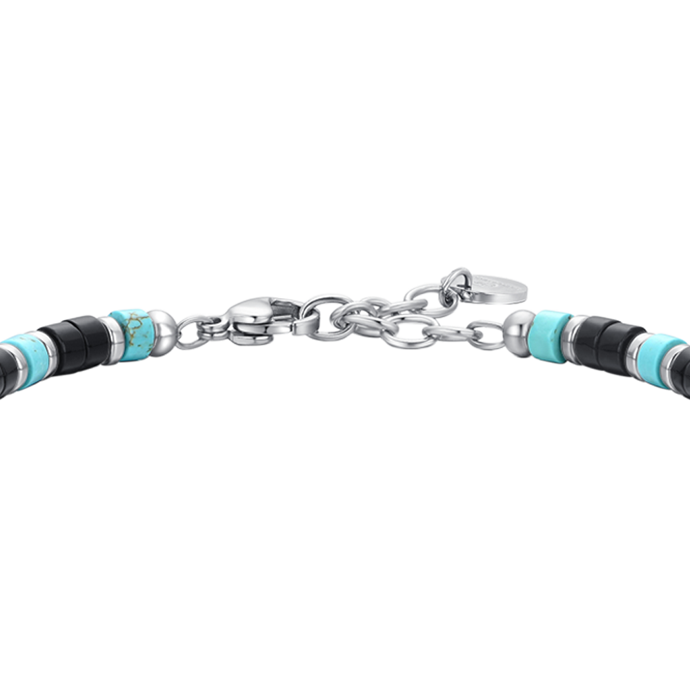 PULSERA DE ACERO PARA HOMBRE ÁGATA Y PIEDRAS TURQUESA