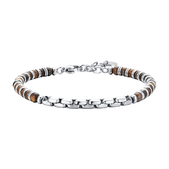PULSERA DE HOMBRE DE ACERO CON PIEDRA OJO DE TIGRE