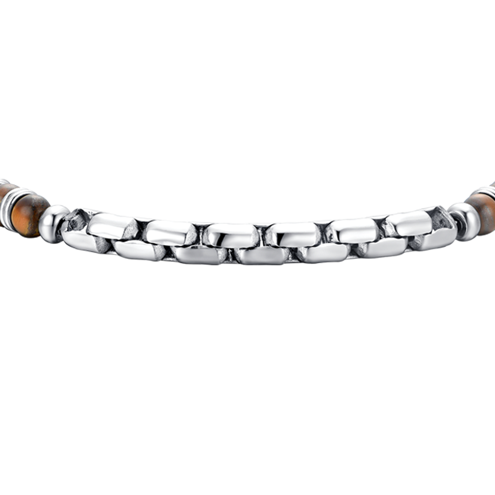 PULSERA DE HOMBRE DE ACERO CON PIEDRA OJO DE TIGRE
