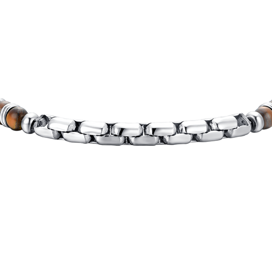 PULSERA DE HOMBRE DE ACERO CON PIEDRA OJO DE TIGRE