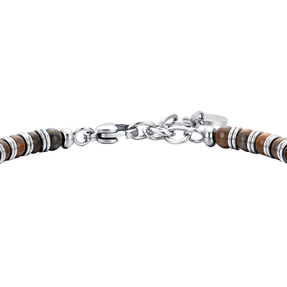 PULSERA DE HOMBRE DE ACERO CON PIEDRA OJO DE TIGRE