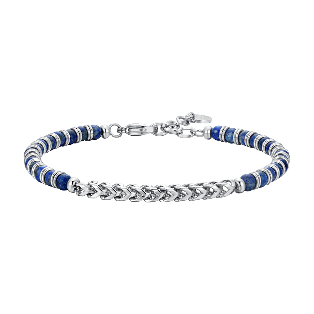 PULSERA DE HOMBRE DE PIEDRA LAPISLÁZULI Y ACERO