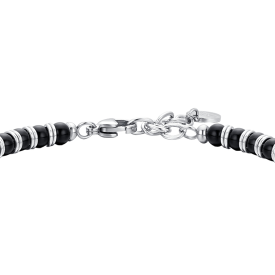 PULSERA DE ACERO PARA HOMBRE PIEDRAS DE AGATA NEGRA