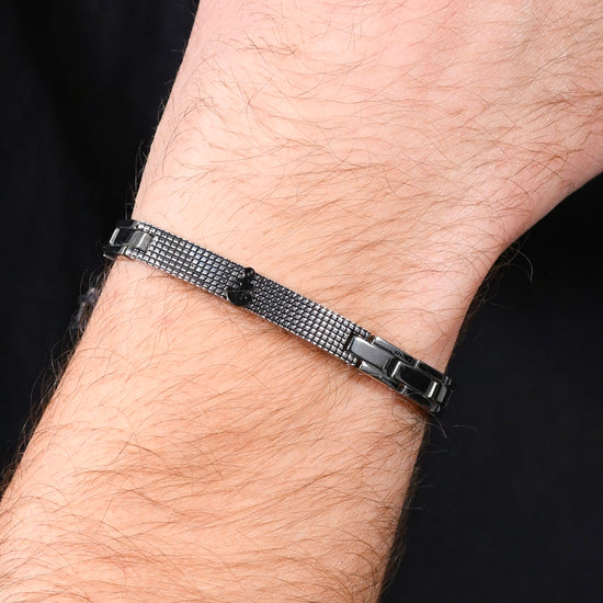 BRACCIALE UOMO IN ACCIAIO ANCORA IP NERO Luca Barra