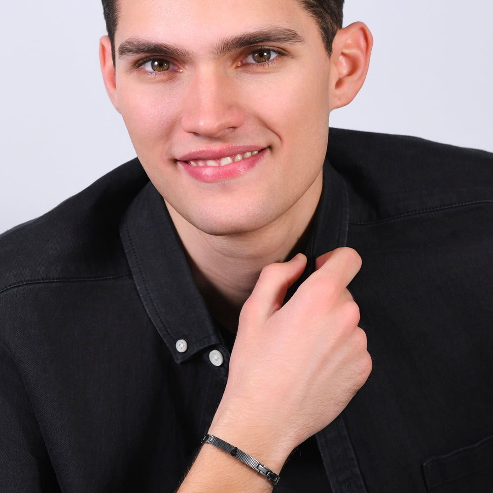 ANCLA DE ACERO PARA HOMBRE IP BRAZALETE NEGRO