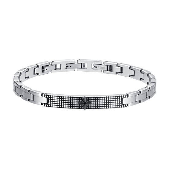 ROSA DE LOS VIENTOS DE ACERO PARA HOMBRE IP BRAZALETE NEGRO