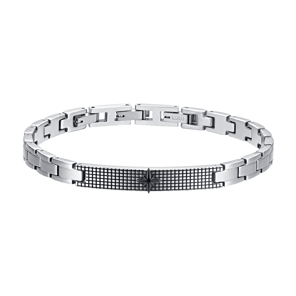 ROSA DE LOS VIENTOS DE ACERO PARA HOMBRE IP BRAZALETE NEGRO