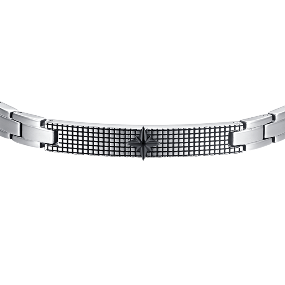 ROSA DE LOS VIENTOS DE ACERO PARA HOMBRE IP BRAZALETE NEGRO