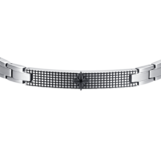 ROSA DE LOS VIENTOS DE ACERO PARA HOMBRE IP BRAZALETE NEGRO