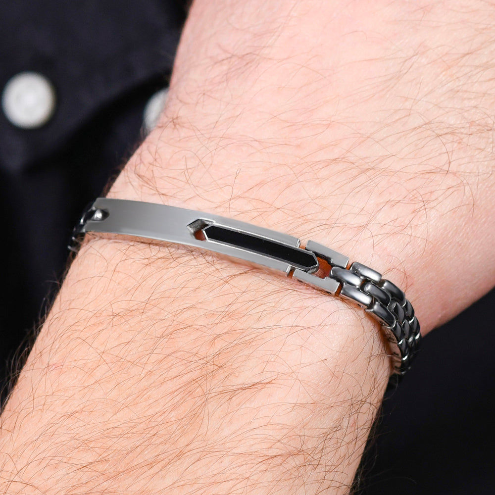 BRAZALETE DE ACERO IP ELEMENT NEGRO PARA HOMBRE