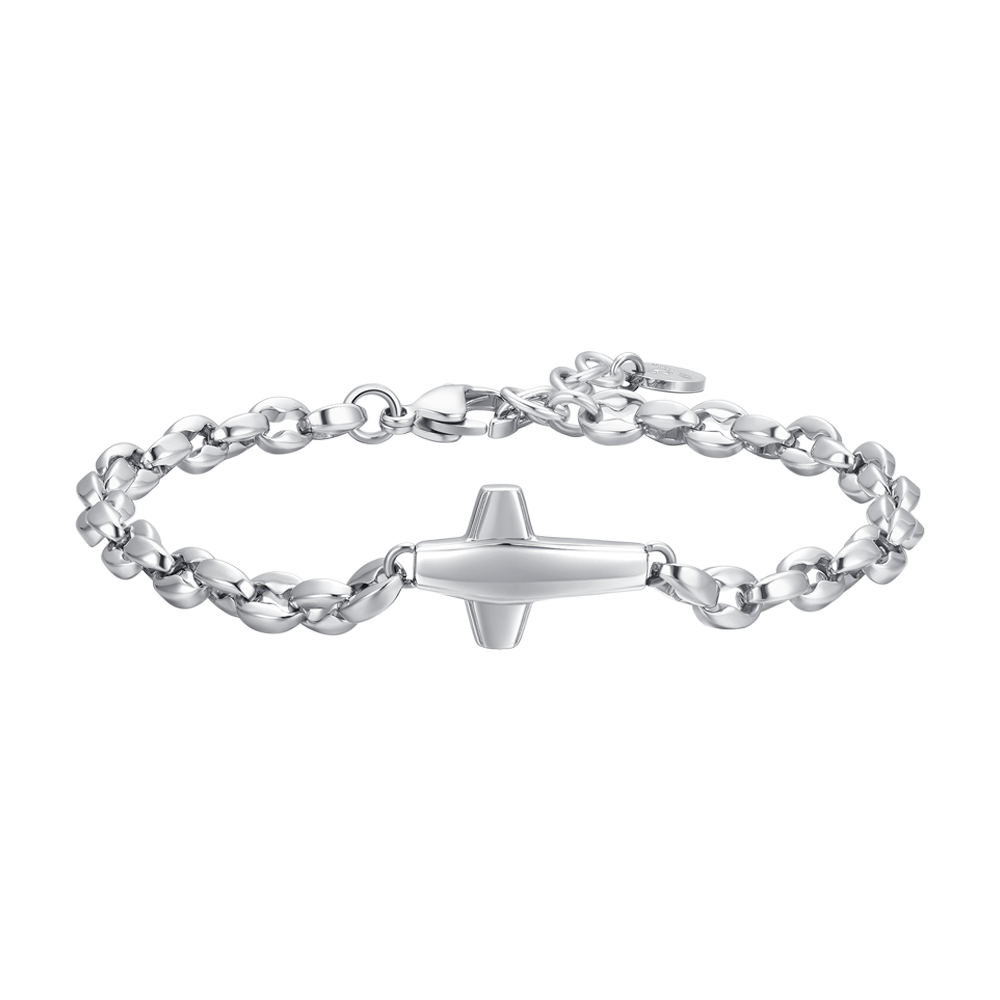 PULSERA DE ACERO PARA HOMBRE CON CRUZ