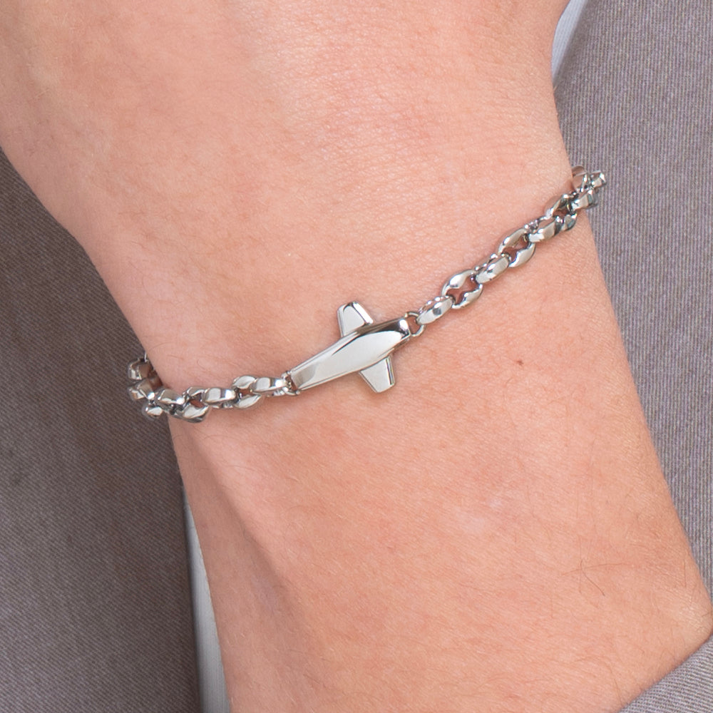 PULSERA DE ACERO PARA HOMBRE CON CRUZ
