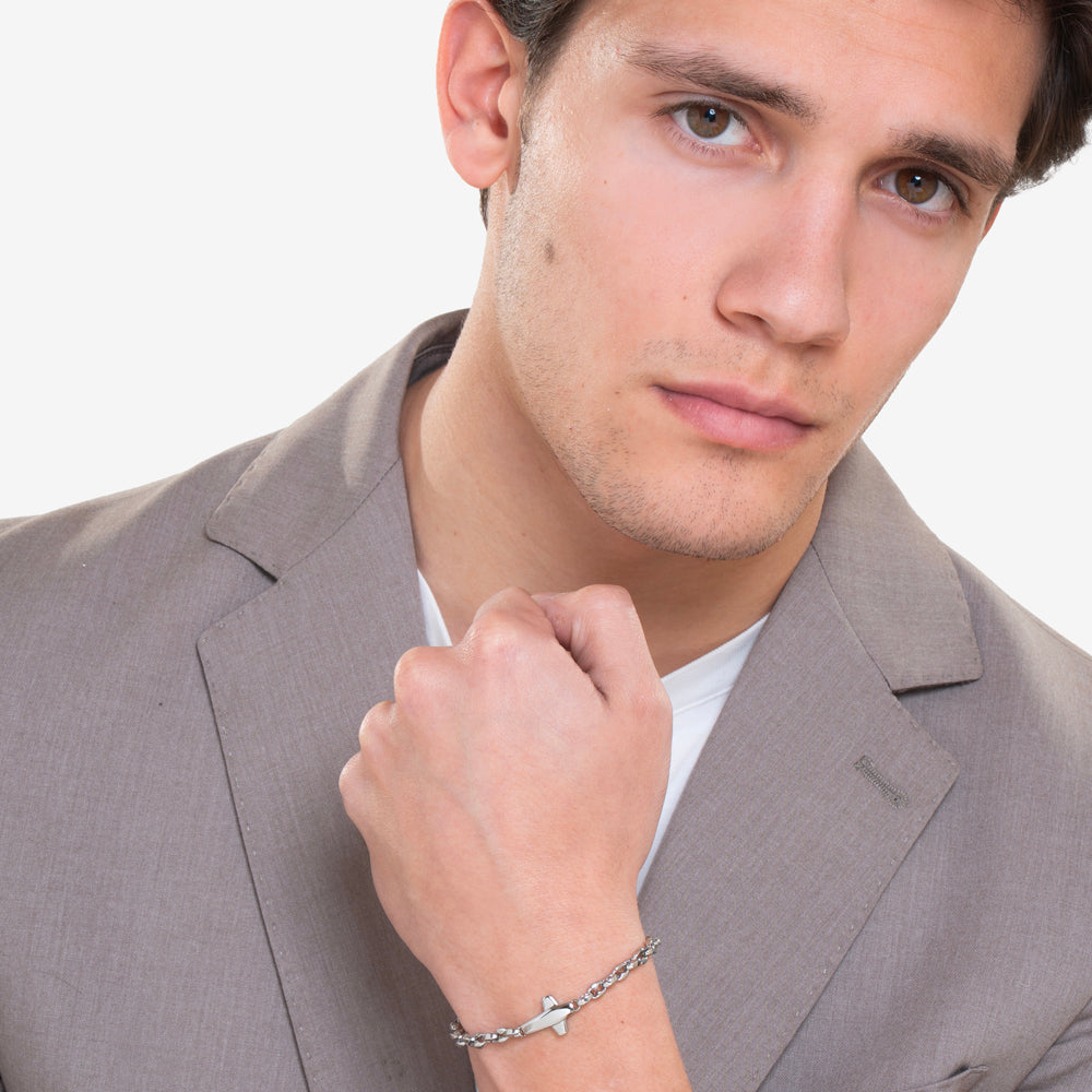 PULSERA DE ACERO PARA HOMBRE CON CRUZ